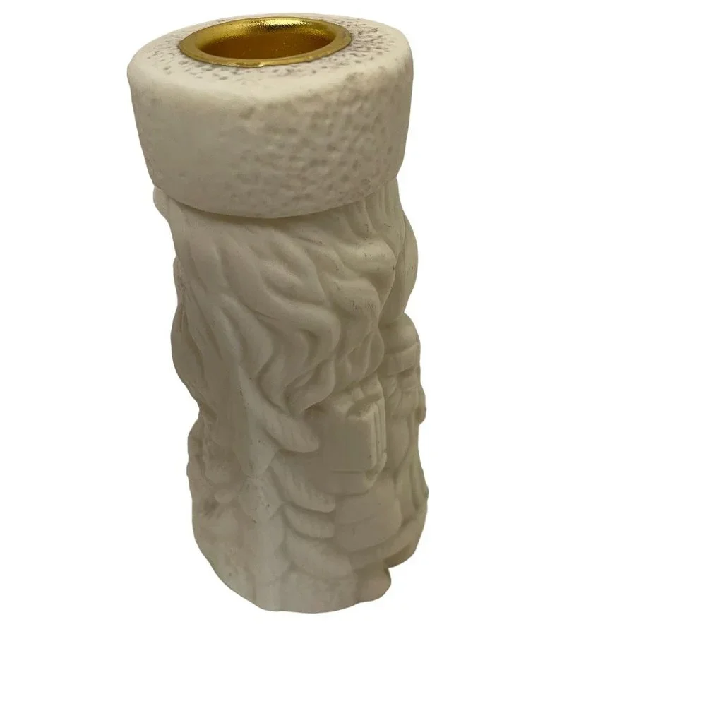 Vintage Porcelain Santa Head Candle Holders beige 2000‎ 5 1/8